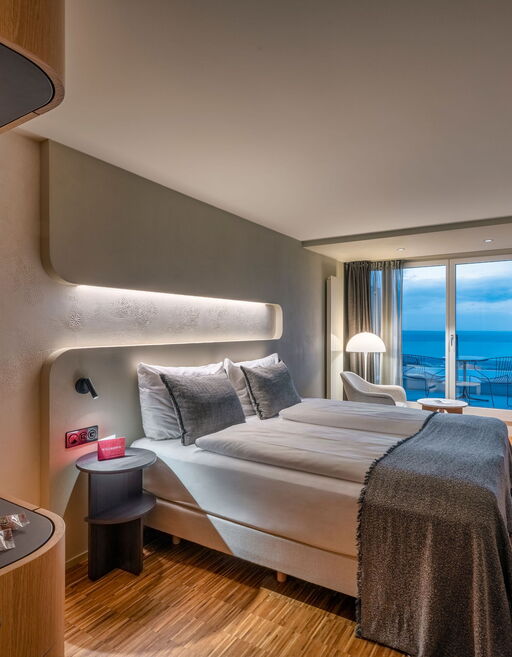 Interior view of Superior Lake hotel room with Balcony